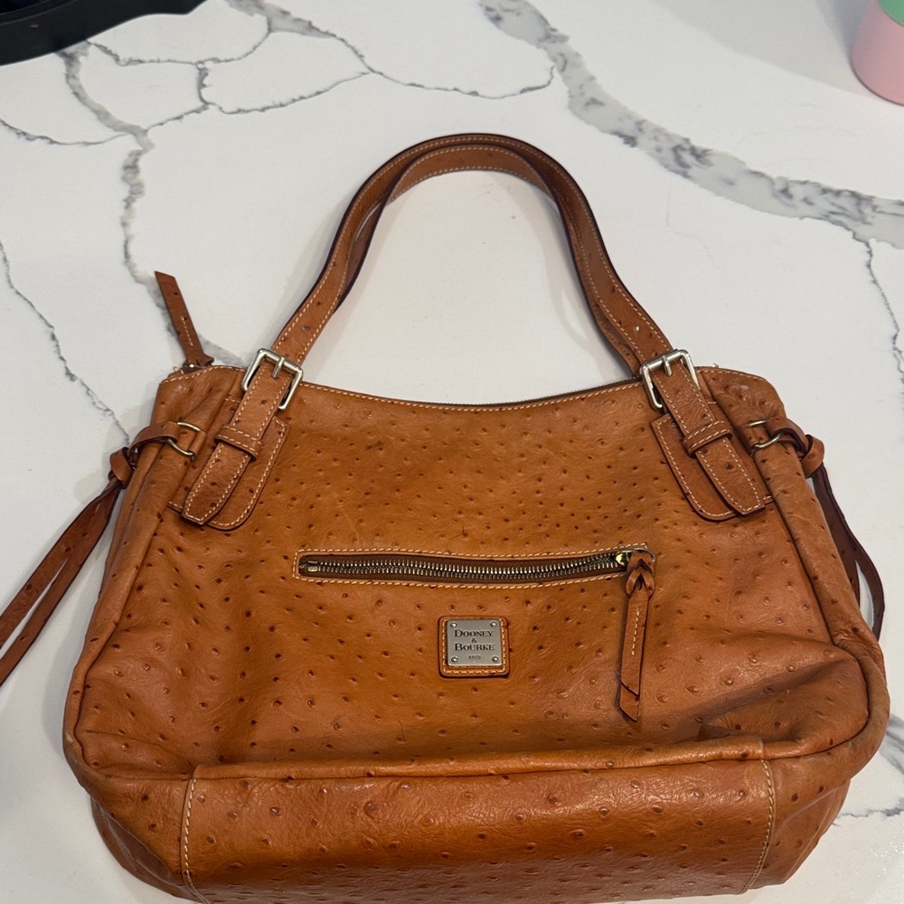 Dooney & Bourke Brown Ostrich Leather Shoulder Bag